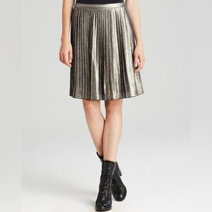 Silk Metallic Pleated Skirt by Tory Burch